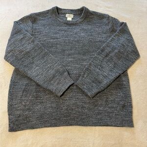 🔥LL Bean Sweater Mens XL Grey Cotton Crew Neck Long Sleeve Knit Pullover